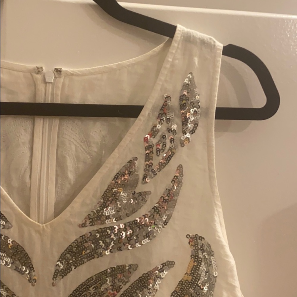 Calypso Silver Sequin Linen Mini Shift Dress - image 3